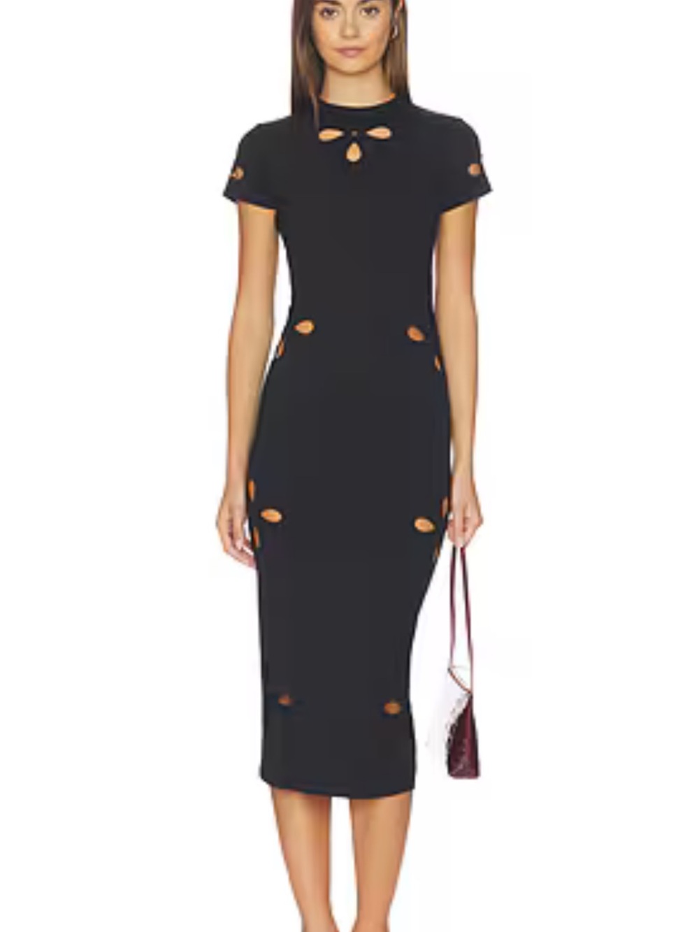 Good American stretch Black Cutout Midi Dress - Elegant Women's Dress! New! XL